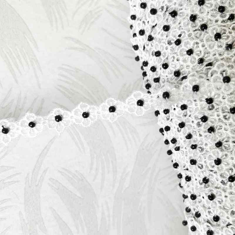 Sheer Floral Eyelet Lace-Black & White