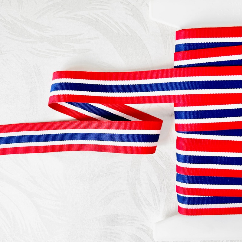Striped Grosgrain - Vintage-Red, White & Blue