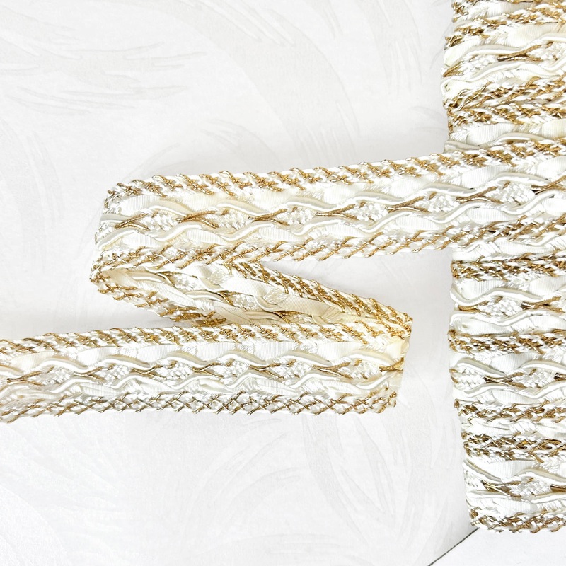 Vintage Chunky Metallic Braid-Ivory & Gold
