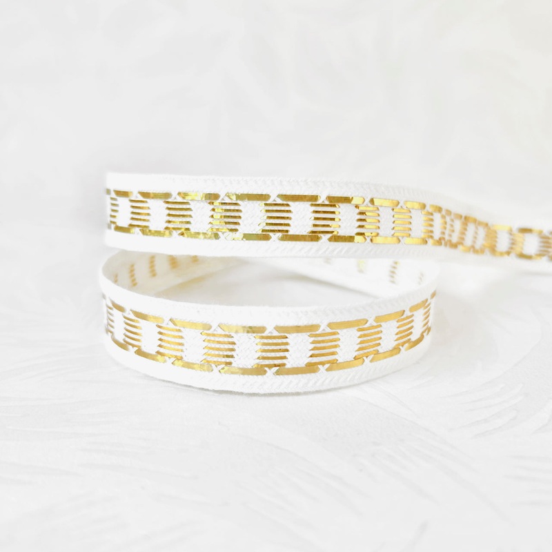 White Braid with Metallic Weaving