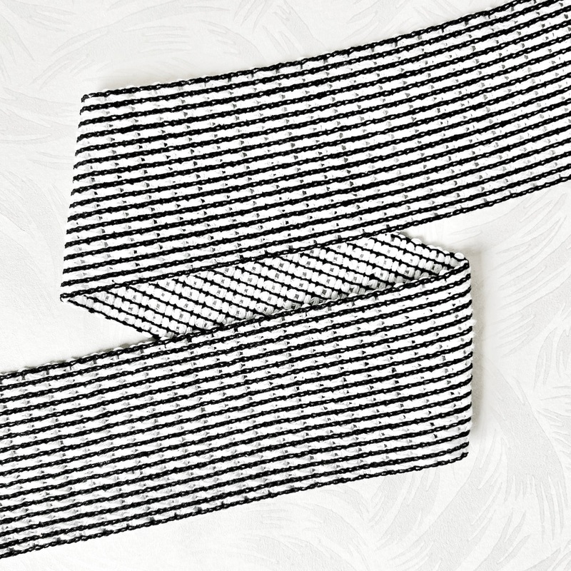 Wide Woven Braid-Black & White-By the Yard & 25 Yard Board