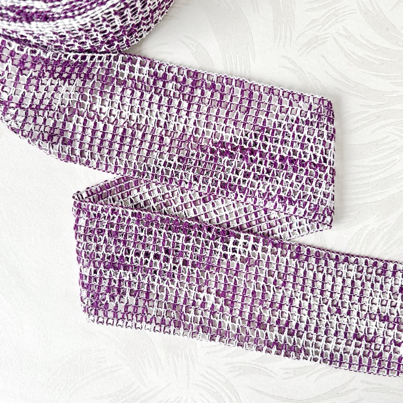 Wide Woven Braid-Purple & White