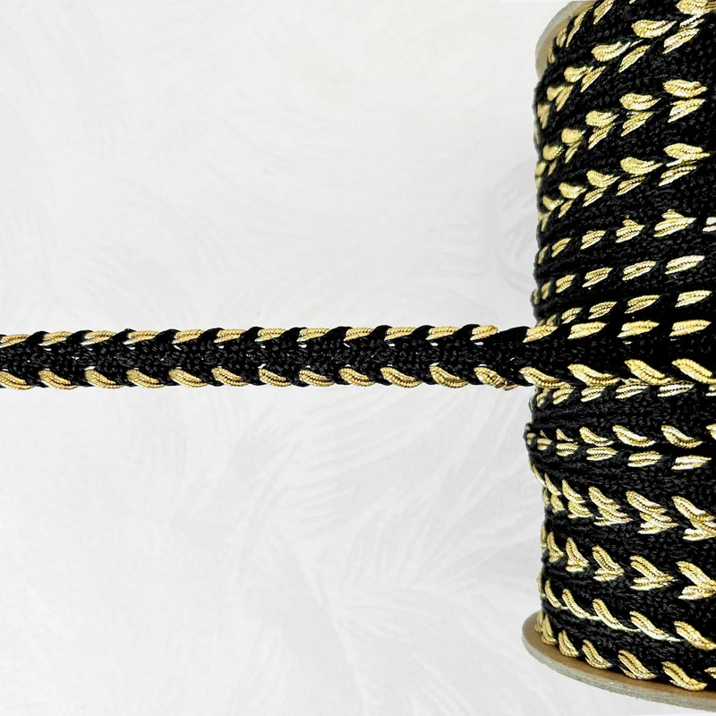 Black Braid with Metallic Laced Edges