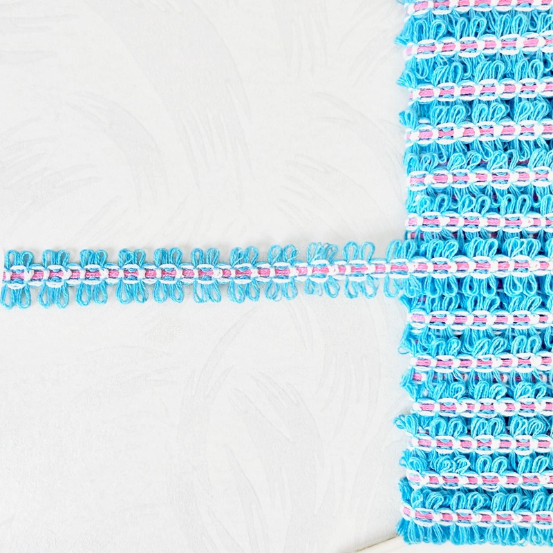 Blue Picot Edge Braid-Blue, Pink & White