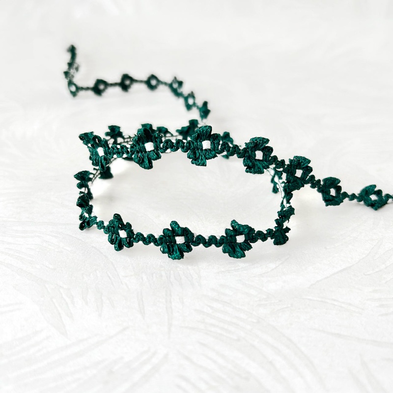 Floral Rococo Braid-Forest Green & White-By the Yard & 24 Yard Roll