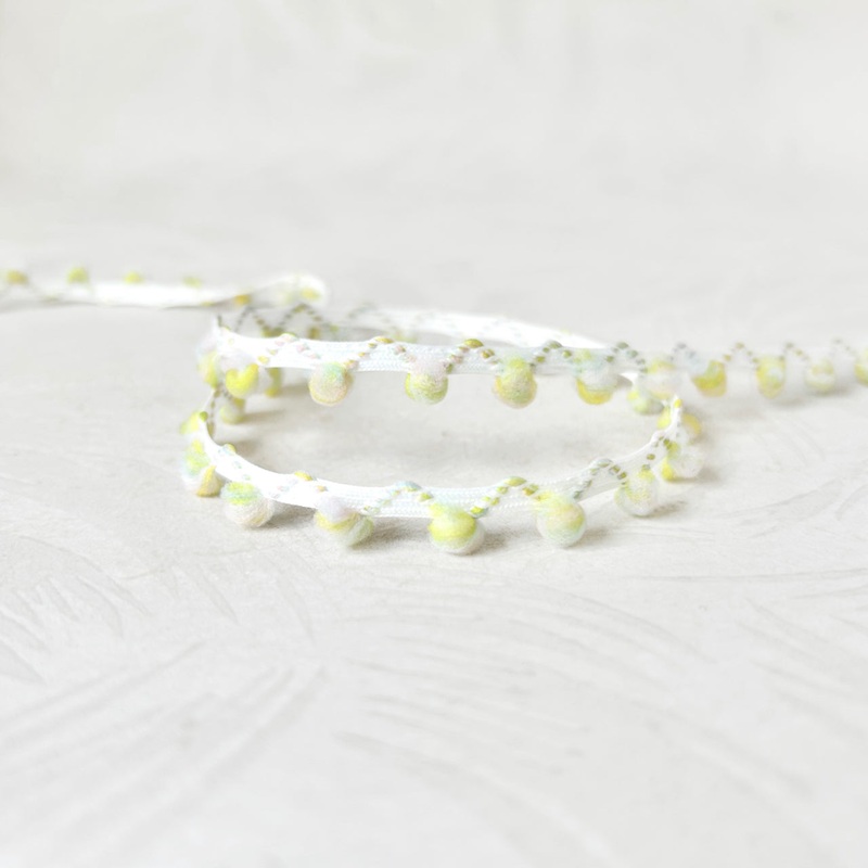 Fluffy Ball Edge Braid-Pastel Blue, Pink & Yellow-By the Yard & 144 Yard Roll