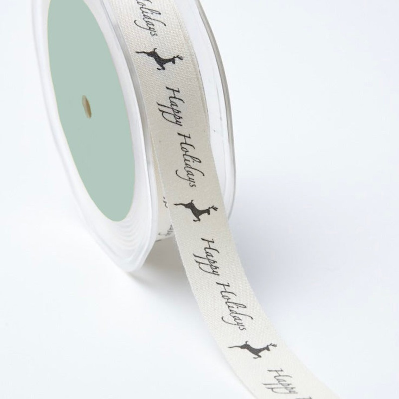 Happy Holidays - Natural Cotton Icon Ribbons