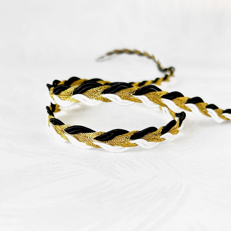 Metallic Braid-Black White Gold-By the Yard & 36 Yard Roll