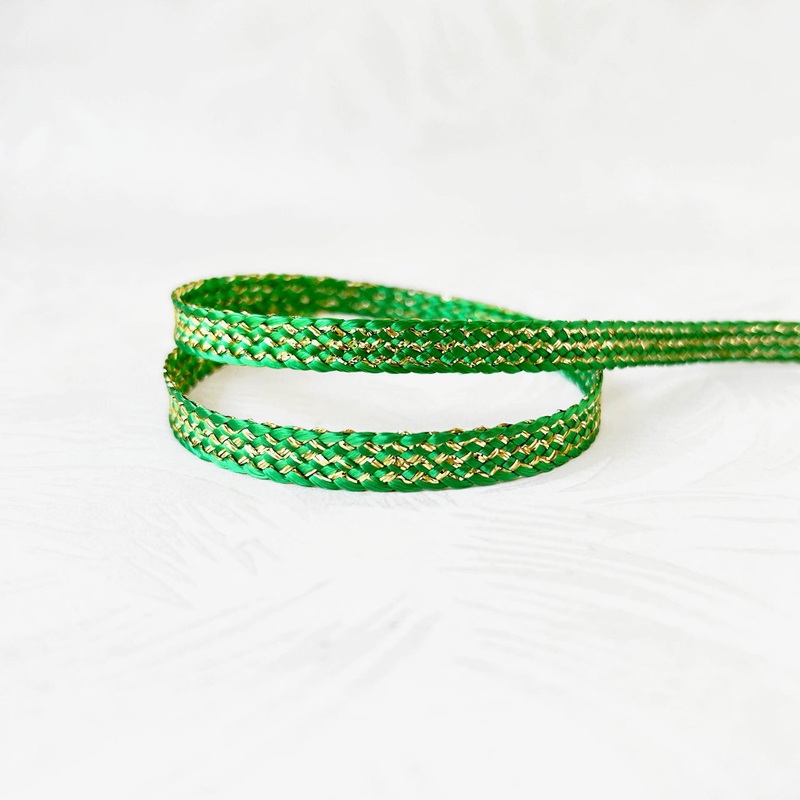 Metallic Decorative Braid-Emerald & Gold-By the Yard & 36 Yard Board