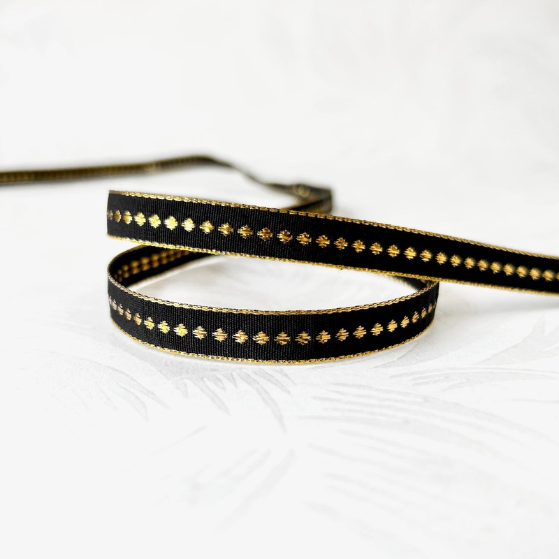 Metallic Dot Jacquard-Black & Gold