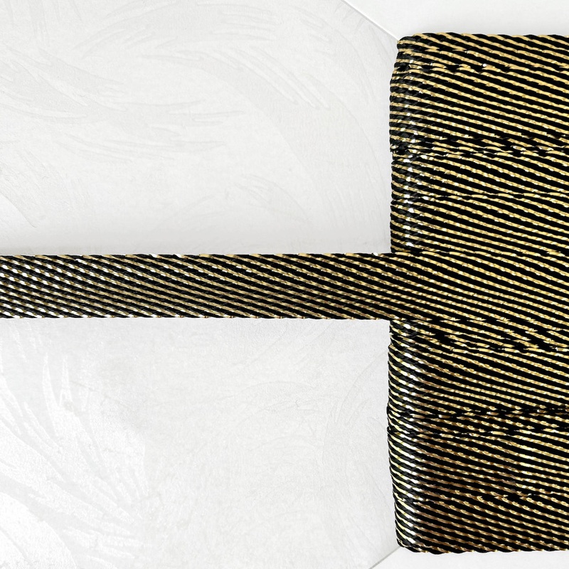 Metallic Gold and Black Flat Braid