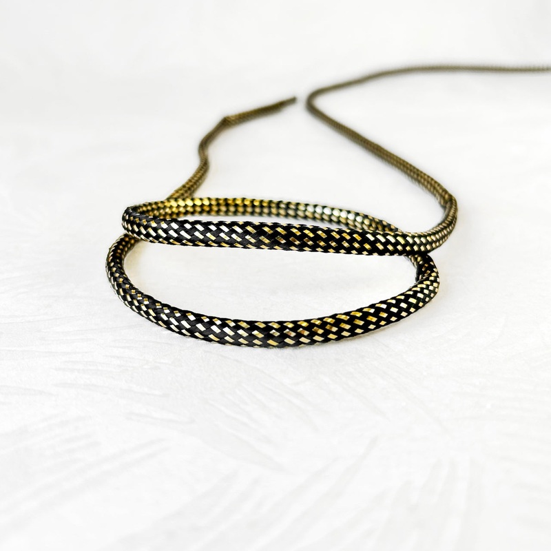 Metallic Gold & Black Braided Cord