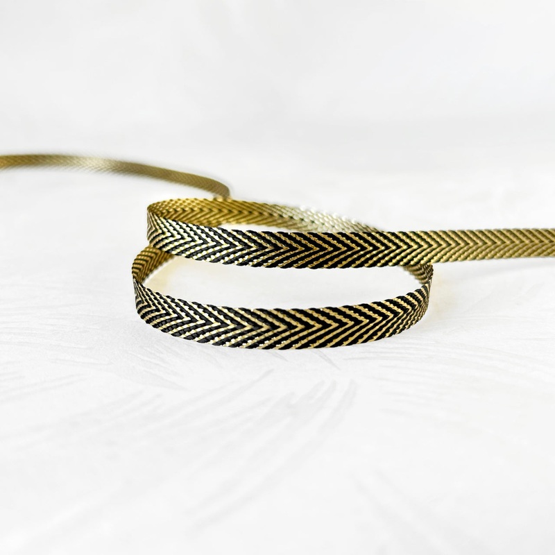 Metallic Gold & Black Flat Braid