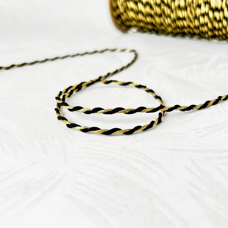 Metallic Gold & Black Twisted Cord