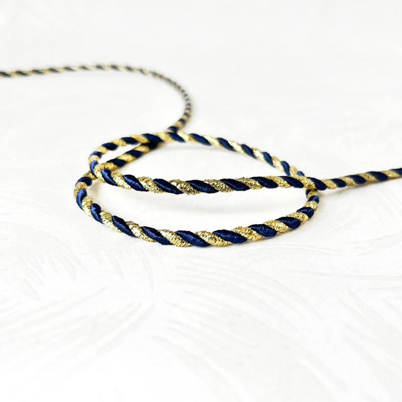 Metallic Gold & Navy Twisted Cord