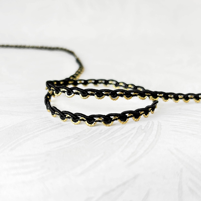 Metallic Scalloped Braid-Gold & Black-By the Yard & 50 Yard Roll