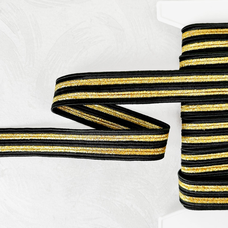 Metallic Soutache Braid-Black & Gold