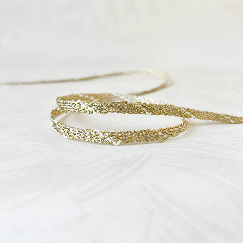 Metallic Weave Braid-Gold & Iridescent White-By the Yard & 36 Yard Roll