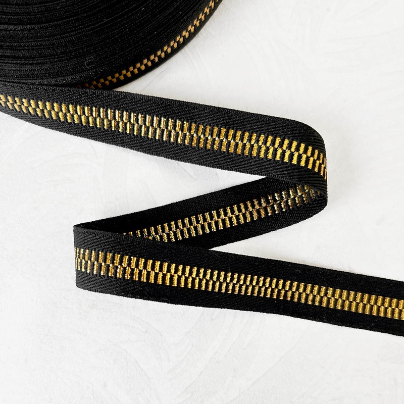 Metallic Zipper Look Braid-Gold & Black