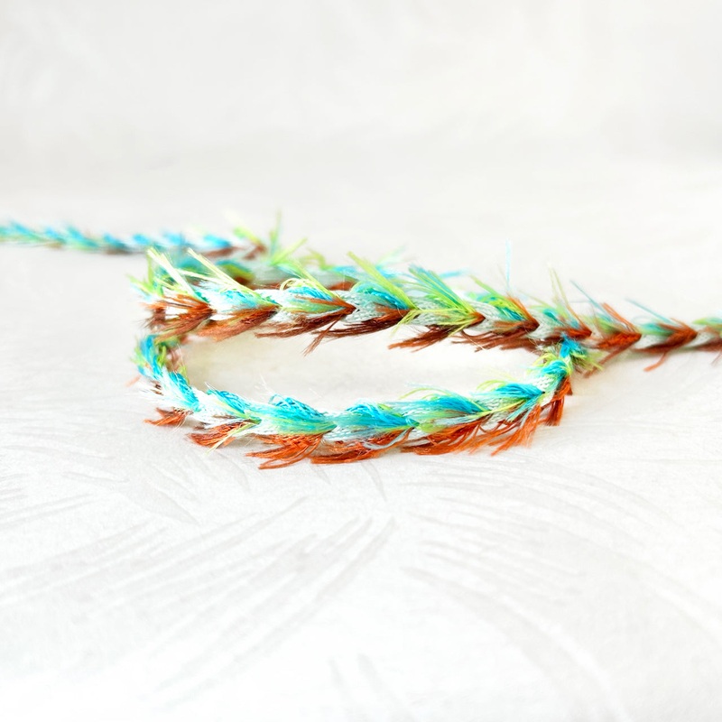 Multicolor Eyelash Fringe-Rust, Aqua & Spring Green-By the Yard & 36 Yard Roll
