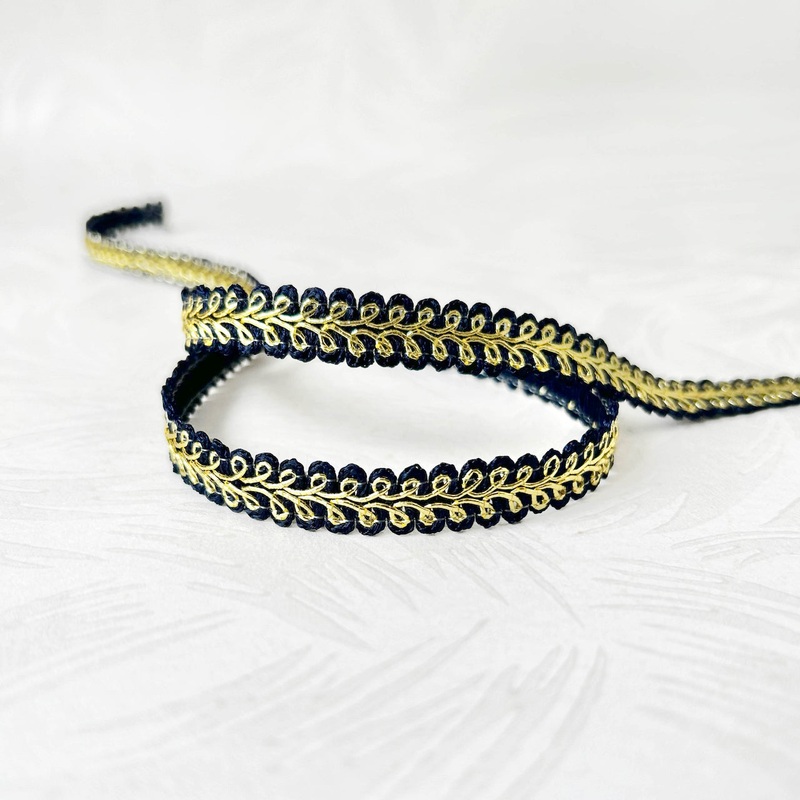 Navy & Metallic Gold Gimp Braid