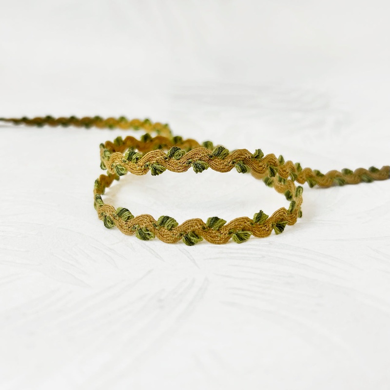 Picot Edge Wave Braid-Gold & Green-By the Yard & 100 Yard Roll