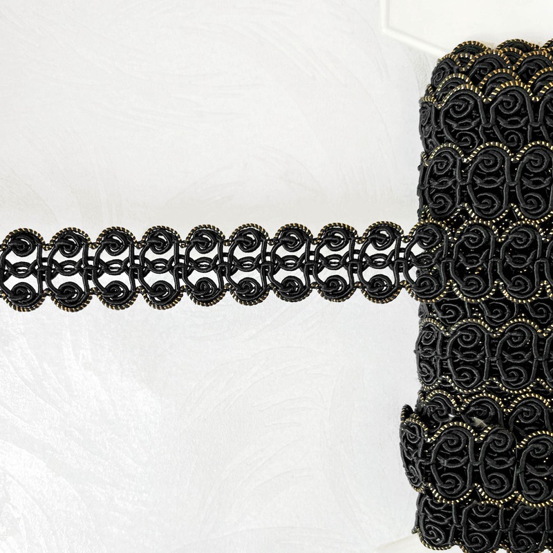 Scalloped Loop Braid-Black & Gold