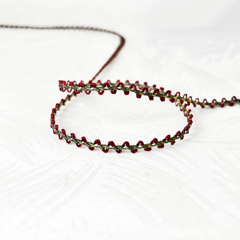 Scalloped Picot Edge Braid-Loden, Gold, White & Burgundy