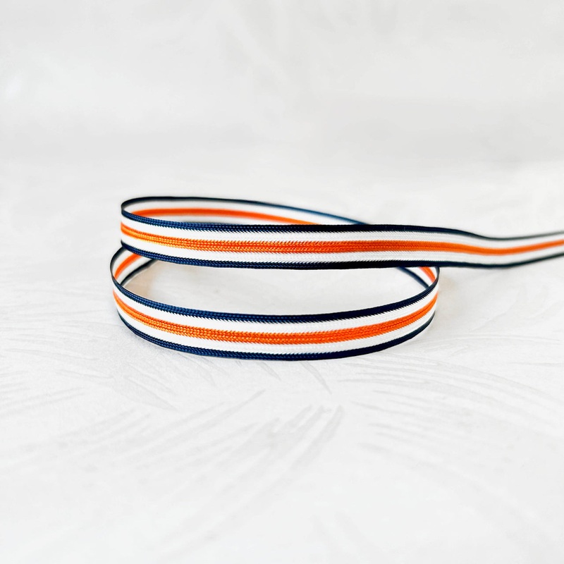 Striped Middy Braid-Orange, Navy & White