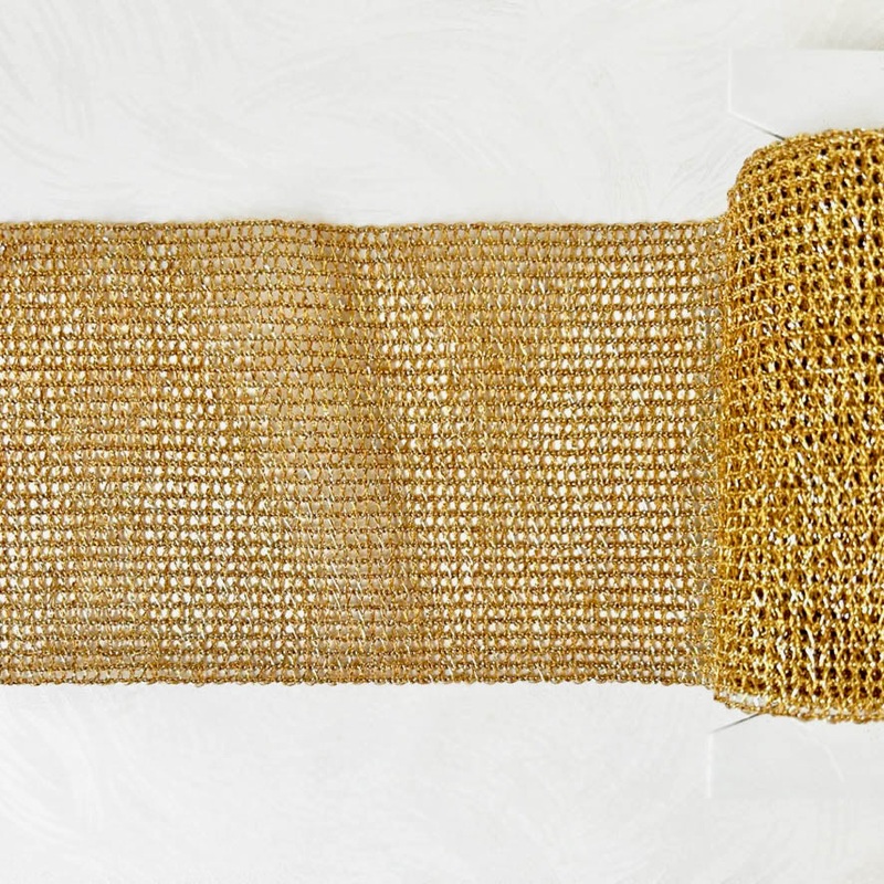 Wide Metallic Open Weave Mesh Braid