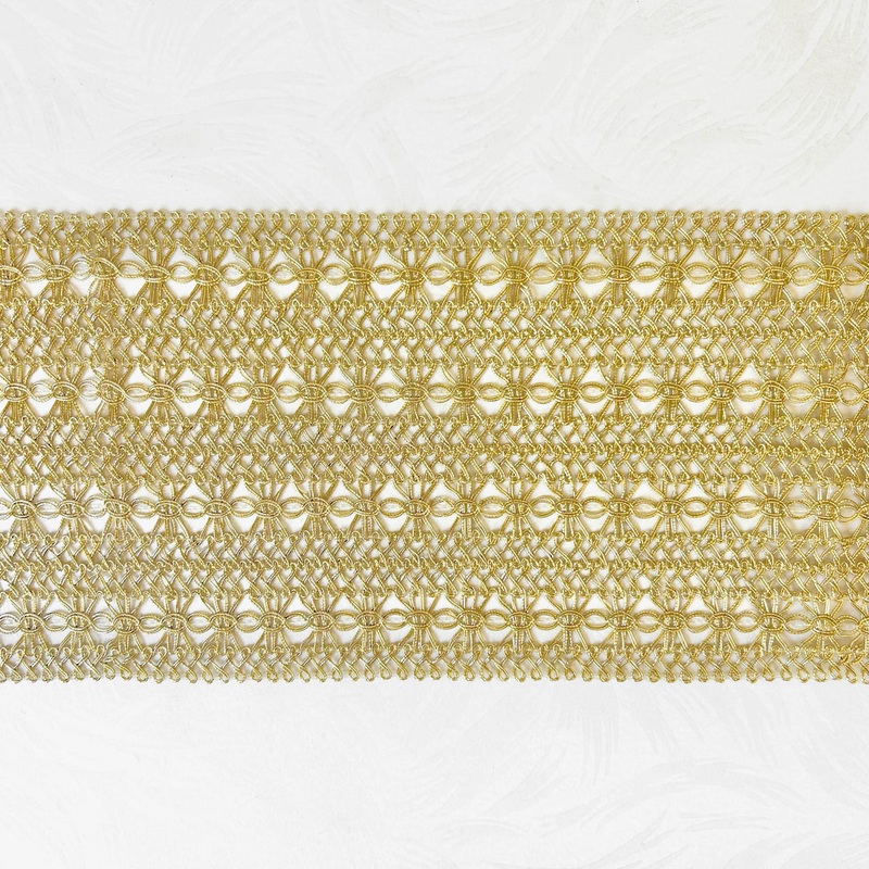 Wide Metallic Weave Braid-Gold