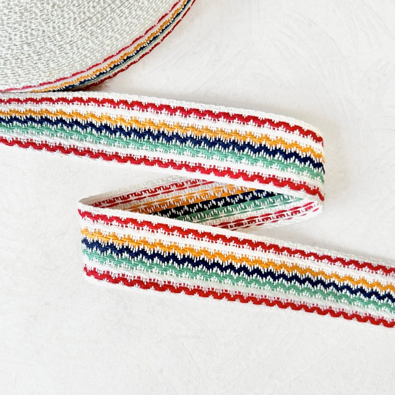 Zig Zag Stripe Cotton Braid-Multicolor Light-By the Yard & 72 Yard Roll