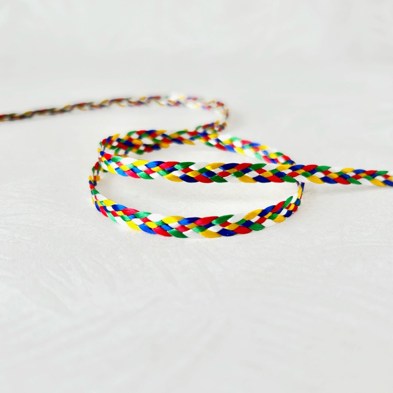 Basket Weave Flat Braid-Blue-Yellow-Green-Red