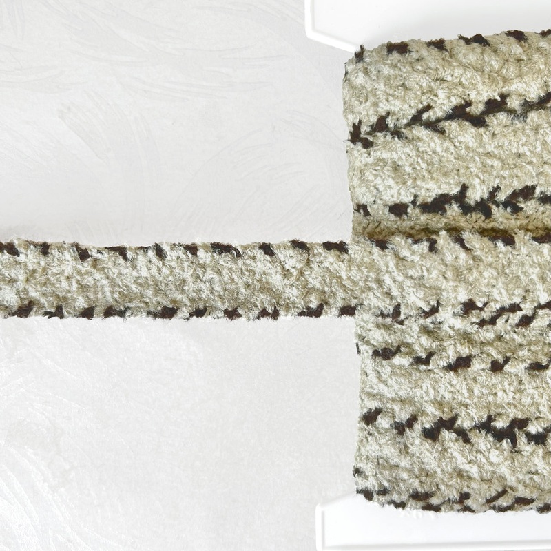 Chenille Braid-Ecru & Brown-By the Yard & 50 Yard Roll