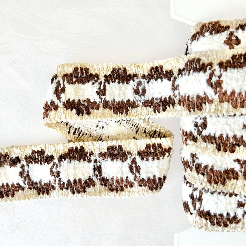 Chenille Circle Pattern Braid-Tan, Brown & Ivory-By the Yard & 18 Yard Board