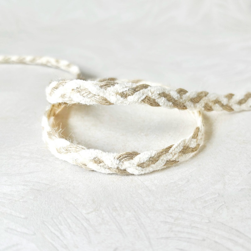 Chenille & Jute Braid-Ivory & Jute-By the Yard & 72 Yard Roll