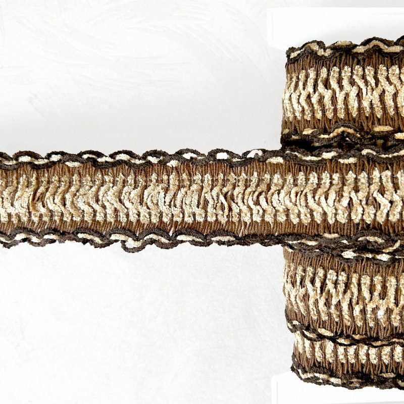 Chenille Scalloped Edge Braid-Brown & Tan-By the Yard & 24 Yard Board