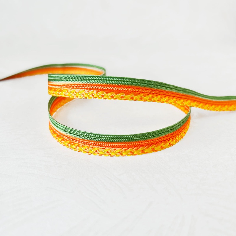 Colorful Flat Braid-Green, Orange & Yellow