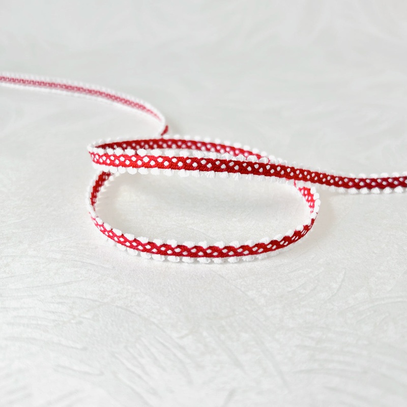 Cotton Picot Edge Trim-Red & White