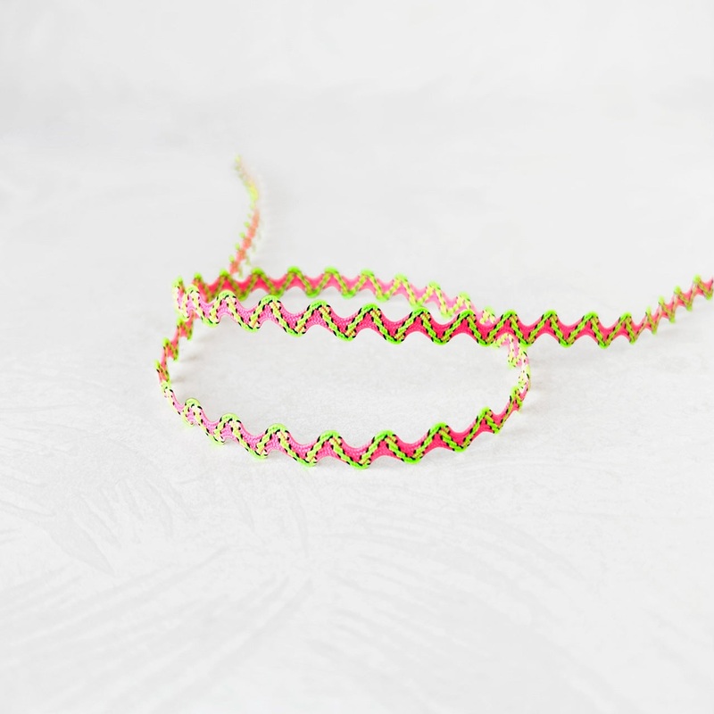 Decorative Neon Rick Rack-Pink & Green-By the Yard & 144 Yard Roll