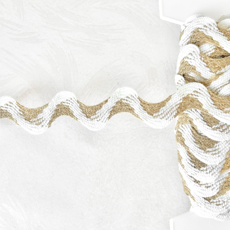 Decorative Rick Rack-White & Jute-By the Yard & 36 Yard Board