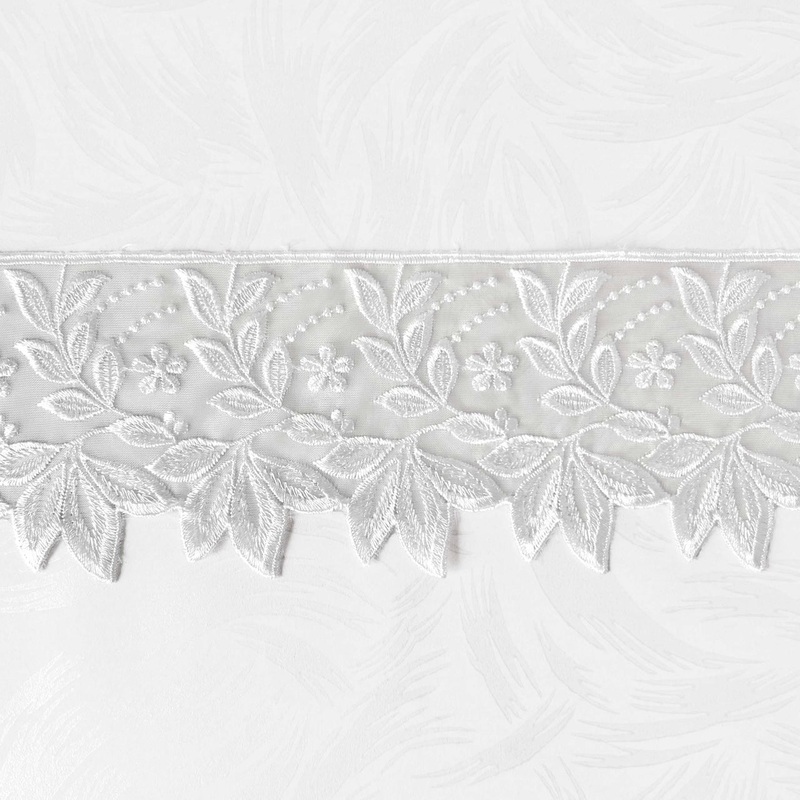 Embroidered Sheer Floral Lace-White