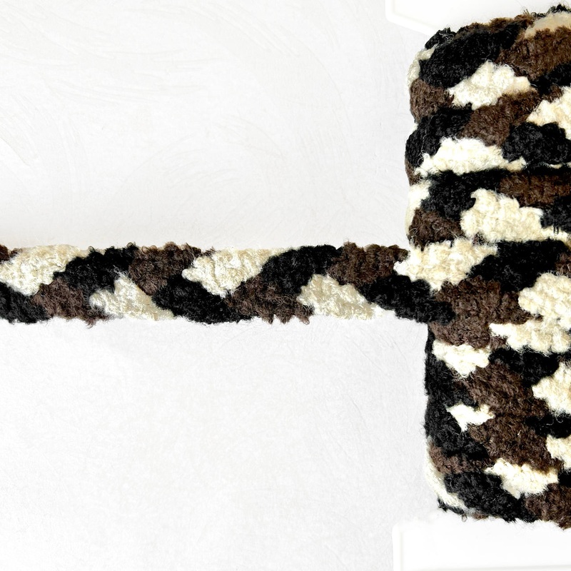 Fuzzy Chenille Braid-Black, Brown & Ecru-By the Yard & 50 Yard Roll