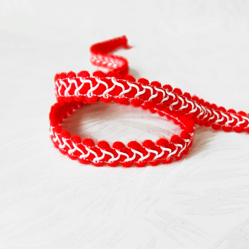 Fuzzy Gimp Braid-Red & White