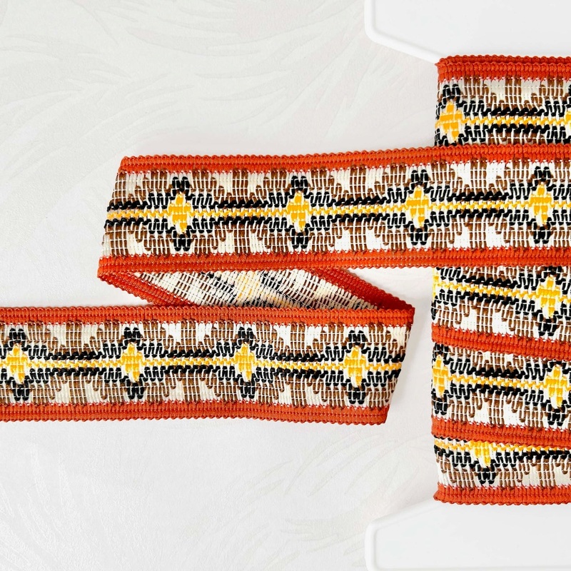 Geometric Woven Braid-Rust & Yellow