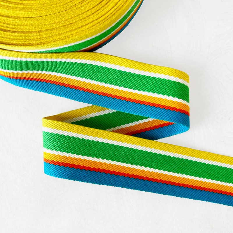 Horizontal Stripe Webbing-Green, Yellow & Blue