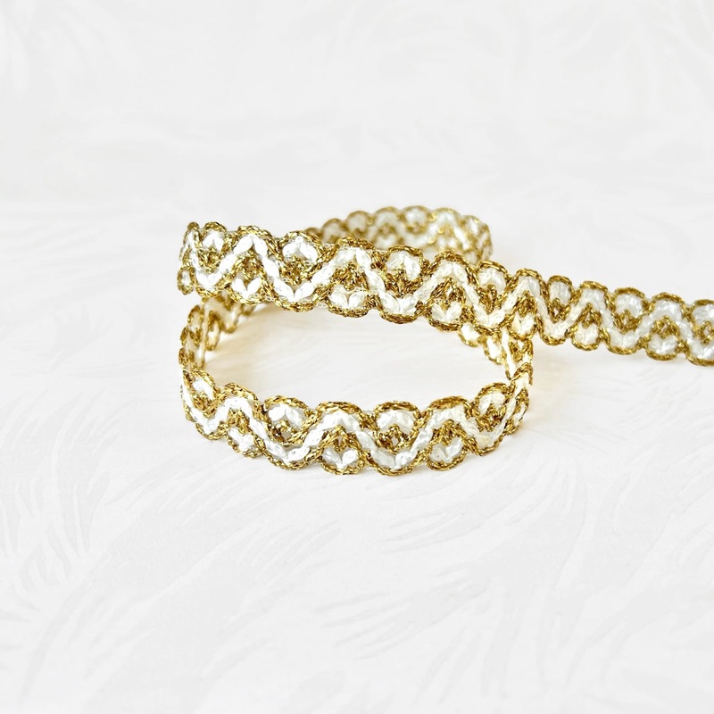 Metallic ZigZag Braid-Gold & White