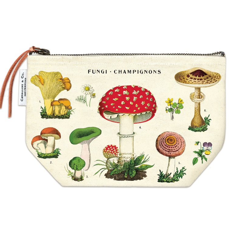 Mushroom Canvas Zip Pouch-Mushroom