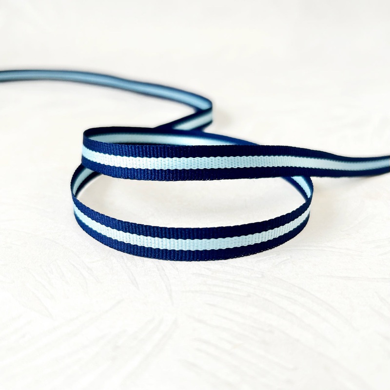 Narrow Striped Grosgrain-Navy & Light Blue