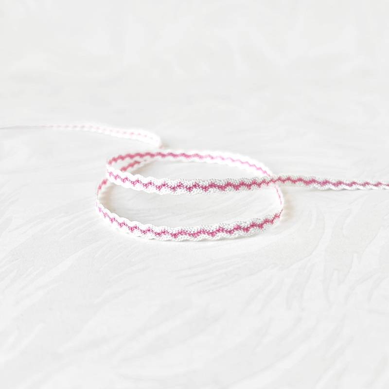 Narrow Wavy Trim-Pink & White